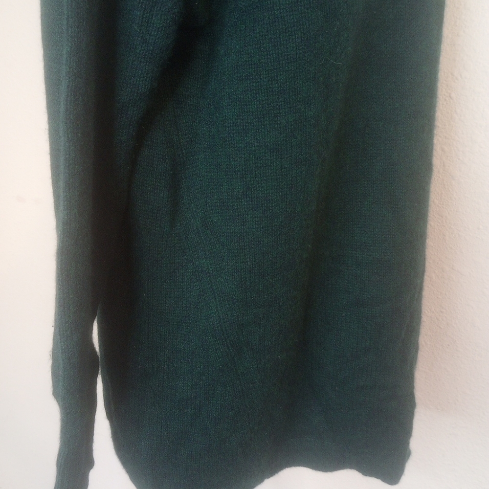 Fine Colection Designe In Paris 100%CashmereWomen's V-Neck Sweater - Dark Green - Picture 4 of 11